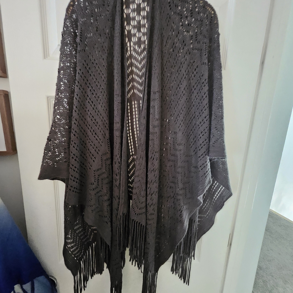 Fringed Knit Shawl